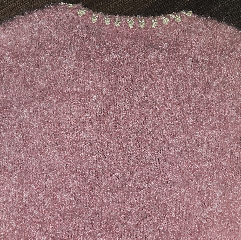VINTAGE SAKS FIFTH AVENUE PINK SWEATER EMBELLISHED DETAIL NO SIZE CARDIGAN - Picture 9 of 14